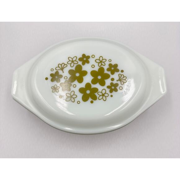 Vintage PYREX 043 Green Spring Blossom Glass Casserole & Lid 1.5 Qt - Picture 2 of 12